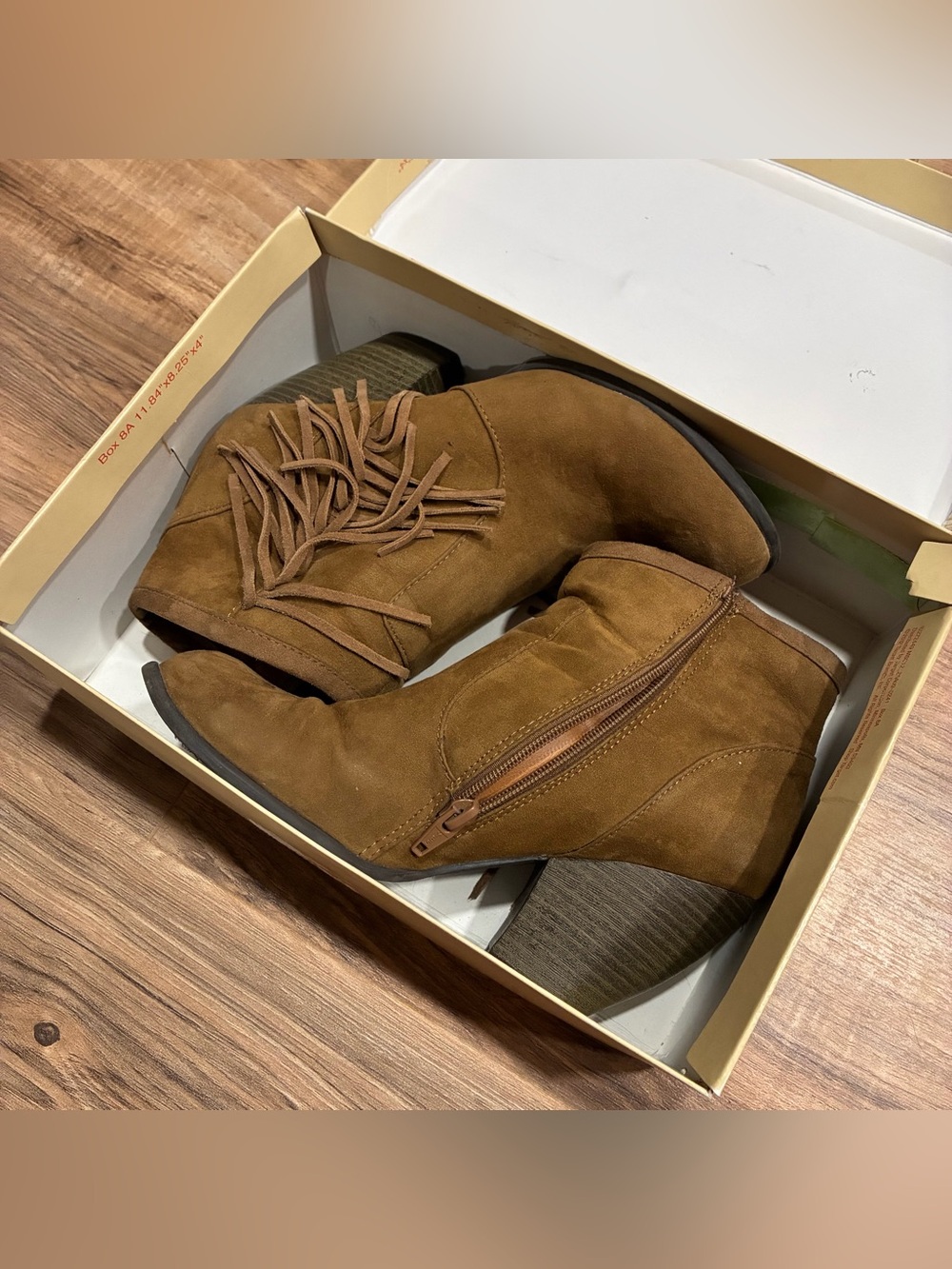 Mossimo Kinley Tan Suede Fringe Ankle Boots In Box